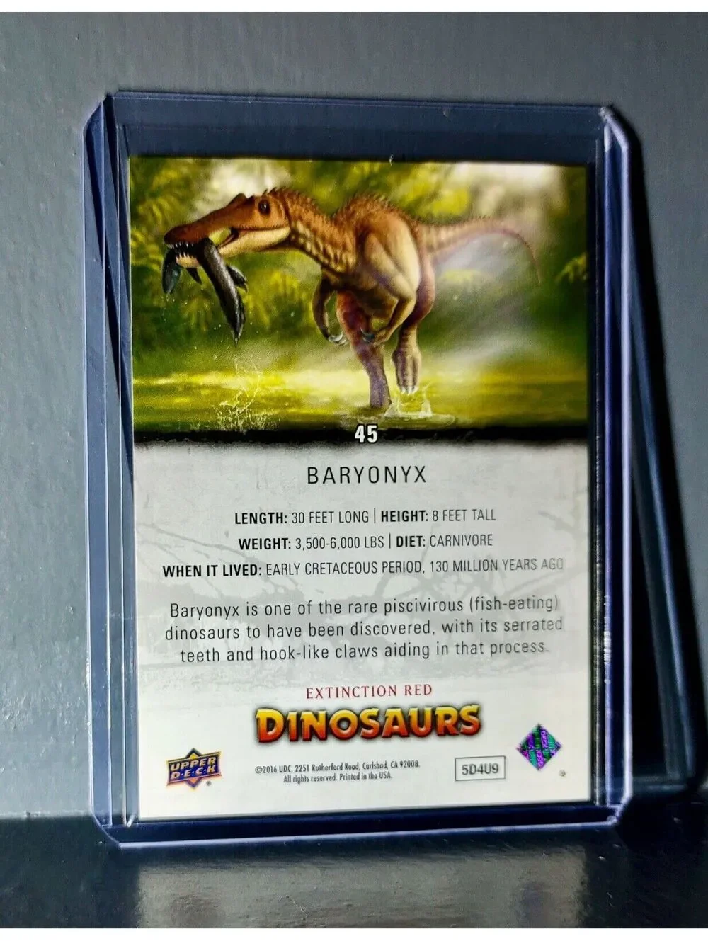 2015 Upper Deck Dinosaurs Baryonyx Extinction Red Parallel #45 Card